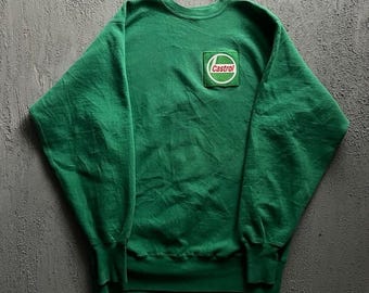 Vintage Castrol Oil Sweatshirt XL Green 1990s Champion Reverse Weave