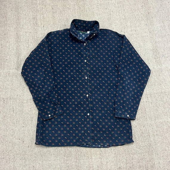 Abercrombie & Fitch, Vintage Abercrombie & Fitch Corduroy Button Up Shirt Women's 12 Blue 1980s