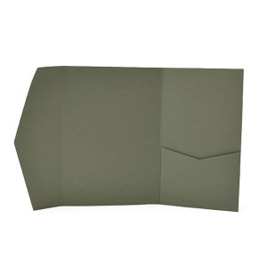 Olive Mid Green Matte A7 or A7+ Tri Fold Premium Pocketfold | 100 lb | 270 gsm