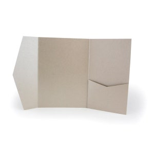 Sand Taupe Shimmer A7 or A7+ Metallic Tri Fold Premium Pocketfold | 105 lb | 285 gsm