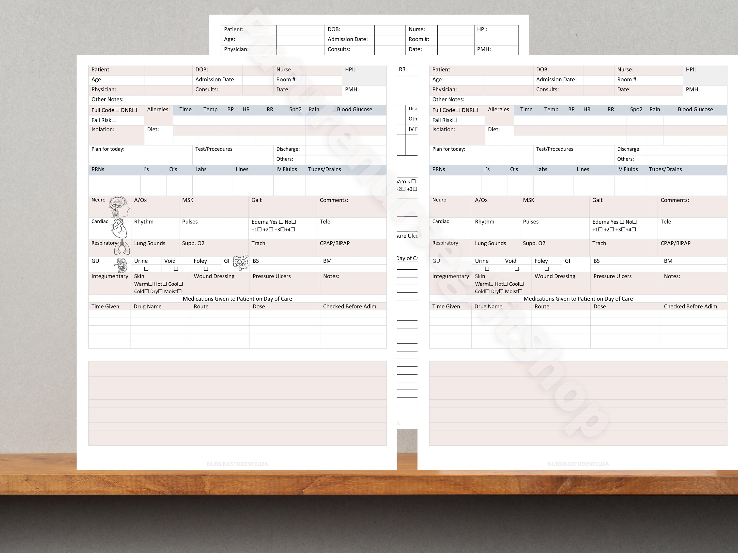 Patient Tracking Sheet Patient Tracker Nursing Report Patient - Etsy