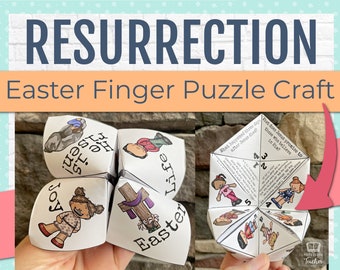 Easter Bible Craft Activity, Resurrection Sunday School Craft, Easter Preschool Kids Game, Christian Homeschool Lent Cootie Catcher