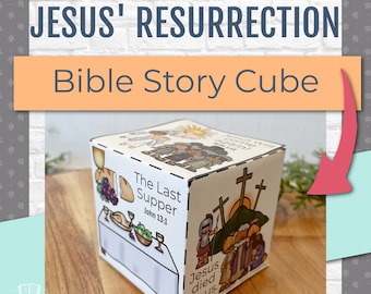 Easter Craft Bible Story Cube for Teaching Jesus’ Death and Resurrection, Sunday School Craft, Easter Kids Game, Christian Homeschool