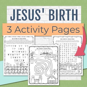 Páginas de leitura bíblica da história do nascimento de Jesus para crianças, Igreja Bíblica de Natal da Natividade, Atividade da Escola Dominical Primária, Escola Doméstica Cristã
