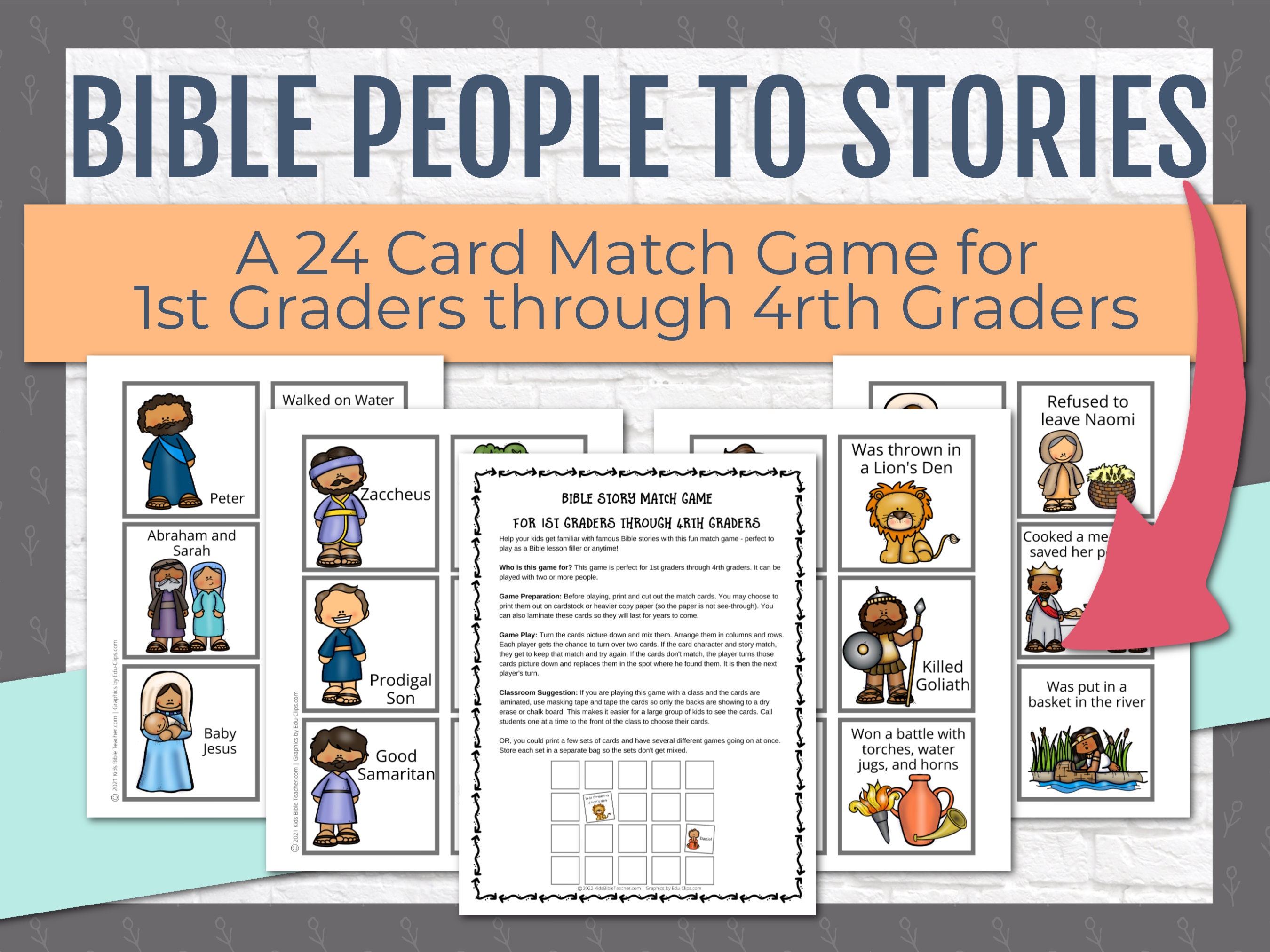 Bible Story Memory Game Bible Story Teaching Craft Kids - Etsy