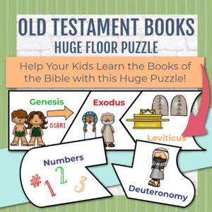 Puzzle con libri della Bibbia dell'Antico Testamento, gioco della Bibbia per bambini Puzzle da pavimento, gioco della scuola domenicale in età prescolare Puzzle della Bibbia dell'Antico Testamento
