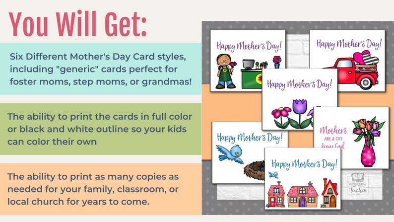 Mother's Day Cards for Kids, Printable Mother's Day Gift for Children ...