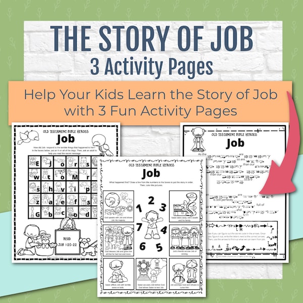 Job Activity Page, Story of Job Bible Lesson, Christian Homeschool Activity, Sunday School Job Teaching, Old Testament Curriculum, Religious