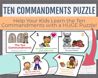 Ten Commandments Printable Puzzle Kids Bible Game Etsy