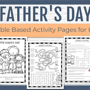 Father&#39;s Day Activity Pages, Church Father&#39;s Day Notebook, Bible Verses Gift for Dad, Daddy Fill in the Blank, Sunday School Pages Christian