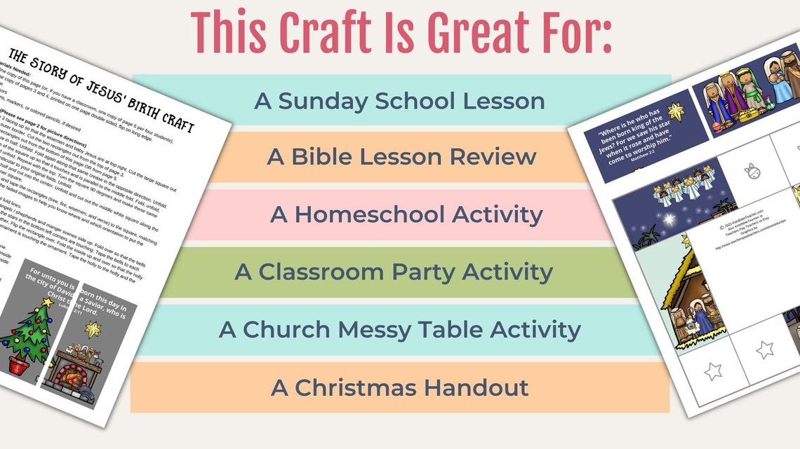 Story of Jesus Birth Bible Craft for Kids, Nativity Christmas Bible ...