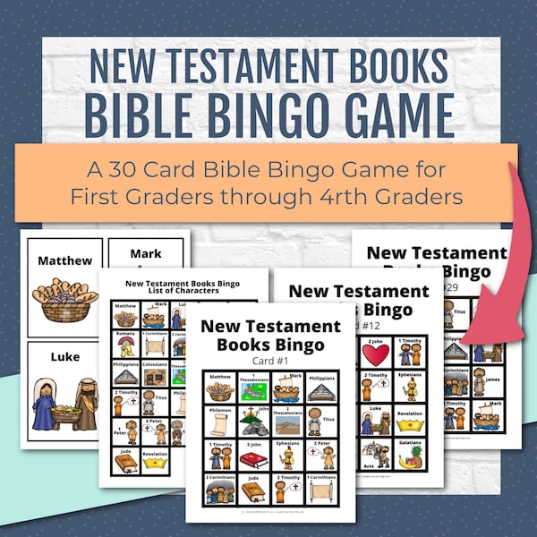 Bible Games Bingo, Bible Study Games, Bible Trivia, New Testament Game, Sunday School, Books of the Bible, Bible Verses, Elementary Kids