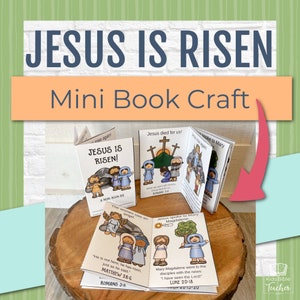 Easter Story Mini Book Craft, Jesus Is Risen Bible Craft for Kids, Resurrection Sunday School Teaching, Lent Activity Elementary Children