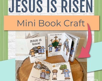 Easter Story Mini Book Craft, Jesus Is Risen Bible Craft for Kids, Resurrection Sunday School Teaching, Lent Activity Elementary Children