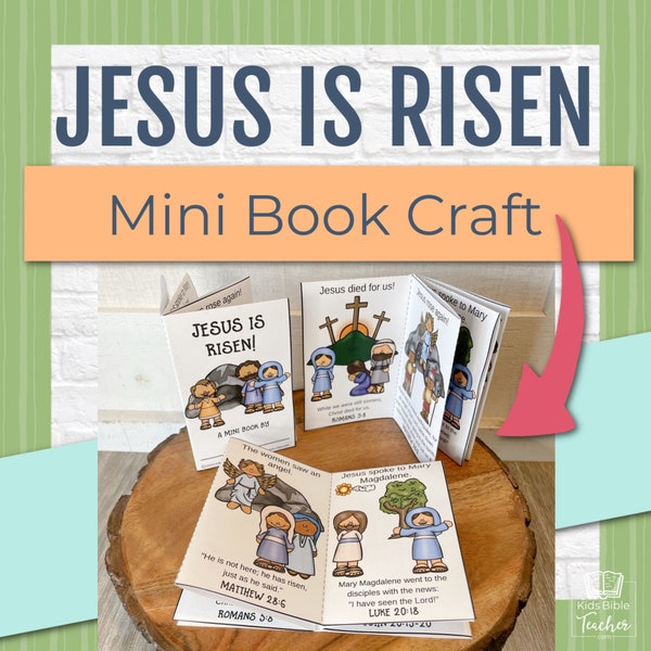 Pasen Story Mini Book Craft, Jezus is verrezen Bijbel Craft voor kinderen, opstanding zondagsschoolonderwijs, vastenactiviteit Elementaire kinderen