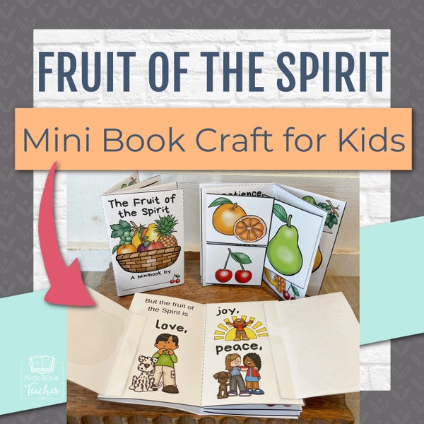 Fruit of the Spirit Mini Book Craft, Bible Craft for Kids, Holy Spirit Sunday School Teaching, Spring Activity Elementary Children Preschool