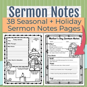 Sermon Notes for Kid Worship Service, Prayer Request Notes, Kids Bible Study Printable, Homeschool Bible, Youth Sermon Church Journal Prayer