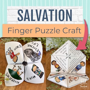 Salvation Bible Craft Activity, Faith Sunday School Craft, Spring Preschool Kids Game, Christian Homeschool Cootie Catcher Fortune Teller