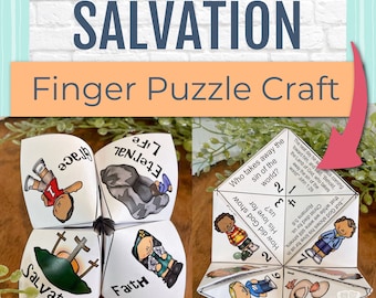 Salvation Bible Craft Activity, Faith Sunday School Craft, Spring Preschool Kids Game, Christian Homeschool Cootie Catcher Fortune Teller