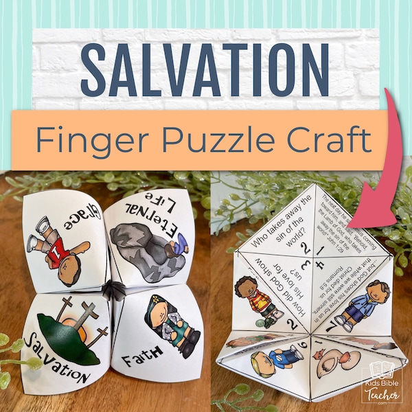 Salvation Bible Craft Activity, Faith Sunday School Craft, Spring Preschool Kids Game, Christian Homeschool Cootie Catcher Fortune Teller