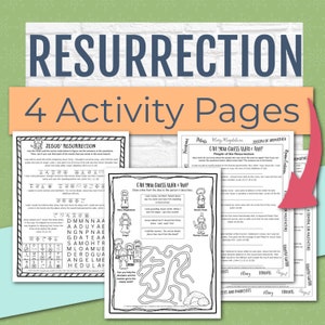 Easter Bible Activity Pages, Resurrection Sunday School Craft, Preschool Life of Jesus Teaching, Christian Homeschool Holy Week Activity