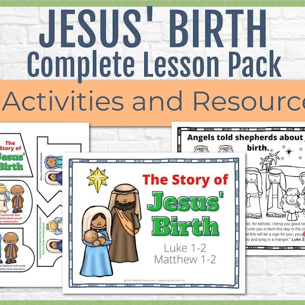 Story of Jesus Birth Bible Study for Kids, Nativity Christmas Bible Church, Elementary Sunday School Activity, Christian Homeschool, Teacher