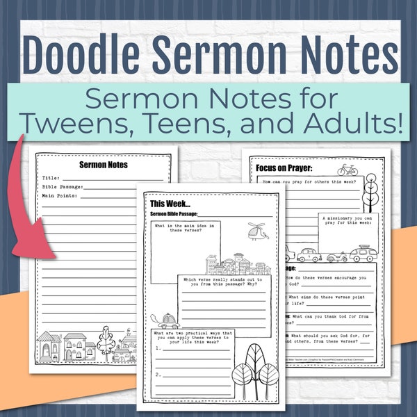 Sermon Notes for Boys, Worship Notes, Prayer Notes, Kid Bible Study, Instant download printable, Youth Sermon Church Journal Prayer Request