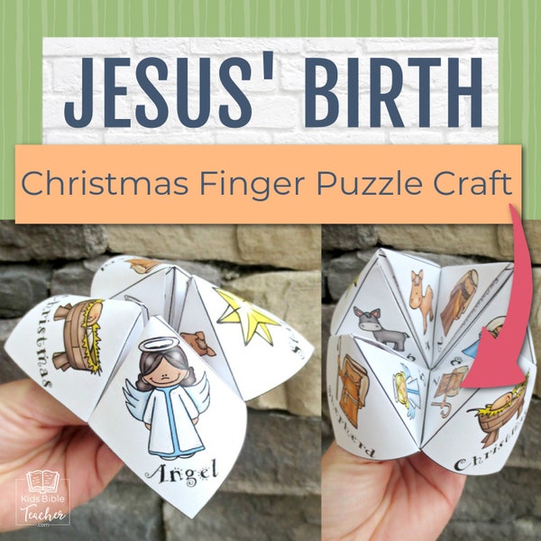 Jesus Birth Bible Craft Activity, Christmas Church Sunday School Craft, Nativity Christmas Kids Game, Christian Homeschool Finger Puzzle