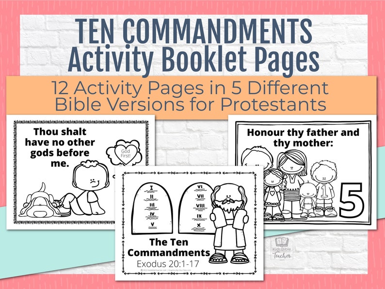 Ten Commandments Activity Pages, Bible Preschool Sunday School Activity ...