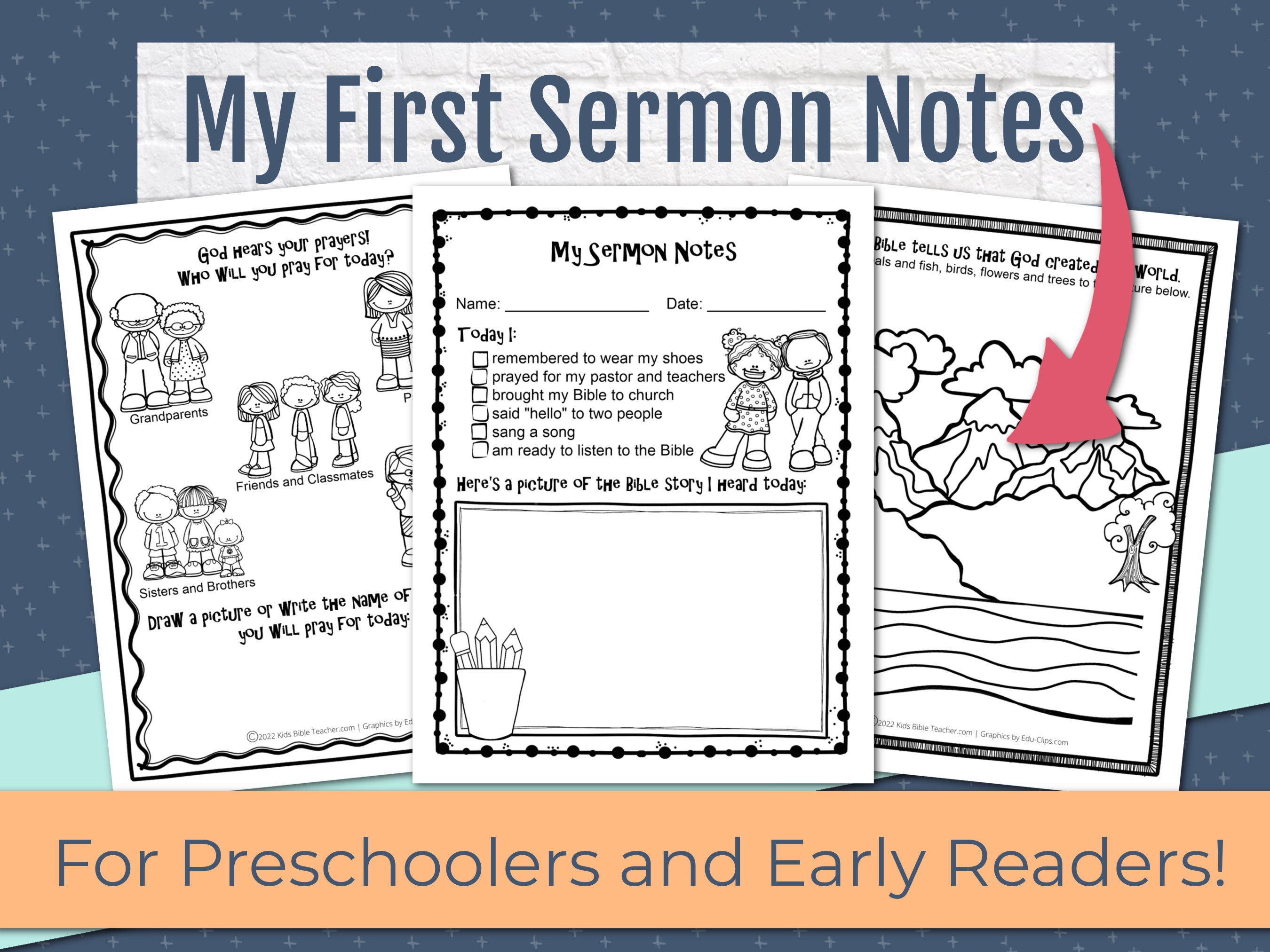 Bible Study Set for Kids Preschooler Sermon Notes Church - Etsy