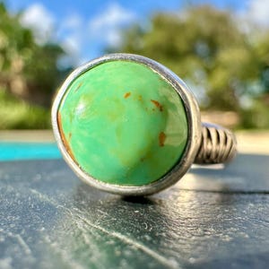 Sonoran Gold Turquoise Ring: Oxidized Sterling Silver, Size 6