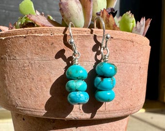 Turquoise Earrings / Turquoise Dangling Earrings / Sleeping Beauty Turquoise Sterling Silver Earrings / Boho Jewelry / Dainty Earrings