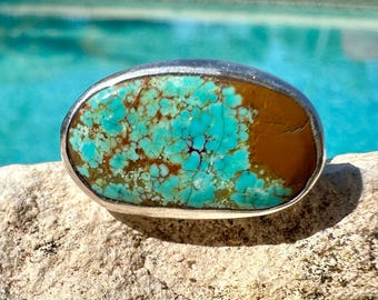 Number 8 Turquoise Ring: Oxidized Sterling Silver, Southwestern Boho Style