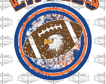 Eagles Football PNG: Blue & Orange School Spirit Design (Digital Download)