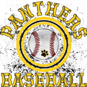 Panthers Baseball PNG: Black and Gold Sublimation Design (Digital Download)
