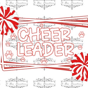 Cheerleader PNG: Red and White Pom Pom Design (Digital Download)