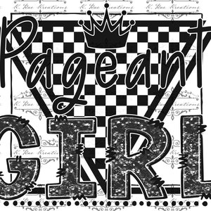 Pageant Girl PNG: Faux Sequins Black Digital Design (Digital Download)