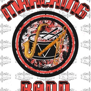 Marching Band PNG for Sublimation, Marching Band Digital design, Band digital download, Black and Red Team Spirit, digital Marching Band PNG