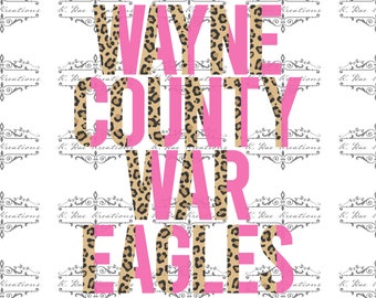 Pink Leopard Eagles PNG: Wayne County Mascot (Digital Download)