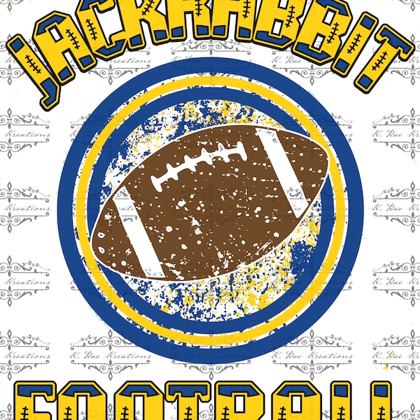 Jackrabbit Football PNG for Sublimation,  blue and yellow digital download, Jackrabbits Digital Design, Football Team Shirt design