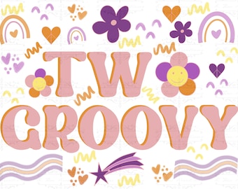 Two Groovy 2nd Birthday PNG: Retro Shirt Design (Digital Download)