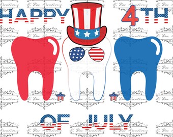 Dental 4th of July PNG: Patriotic Tee Design (Digital Download)