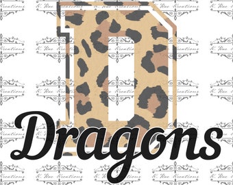 Mascotte drakenluipaardprint: schoolgeest, png (digitale download)
