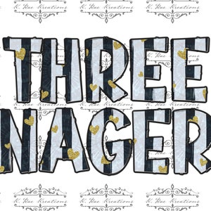 Threenager PNG: Third Birthday Shirt Design (Digital Download)