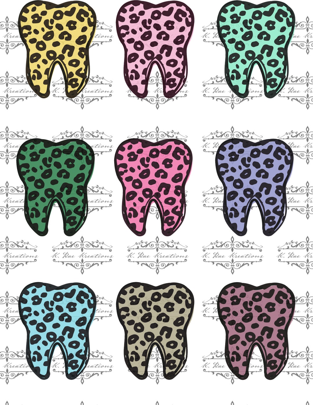 Leopard Teeth Pattern Leopard Print Teeth PNG: Dentist Office Digital Art (digital Download ...