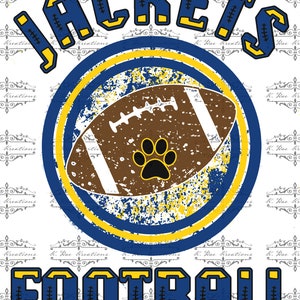 Jackets Football PNG for Sublimation, Jackets School Spirit Digital Designs, Jackets Mascot Digital Download, Blue and Yellow Pride PNG