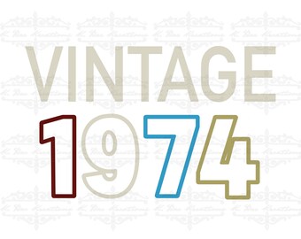 Shirt 50e verjaardag, png: vintage 1974 ontwerp (digitale download)