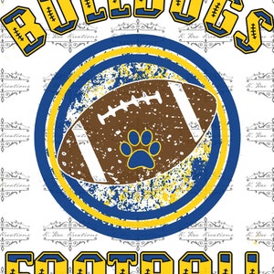 Bulldogs Football PNG: Blue & Yellow Digital Design (Digital Download)