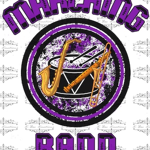 Marching Band PNG for Sublimation, Marching Band Digital design, Band digital download, Black and Purple Team Spirit, digital Marching Band