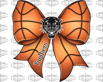 Panthers Basketball Coquette Bow PNG: School Spirit Design (Digital Download)